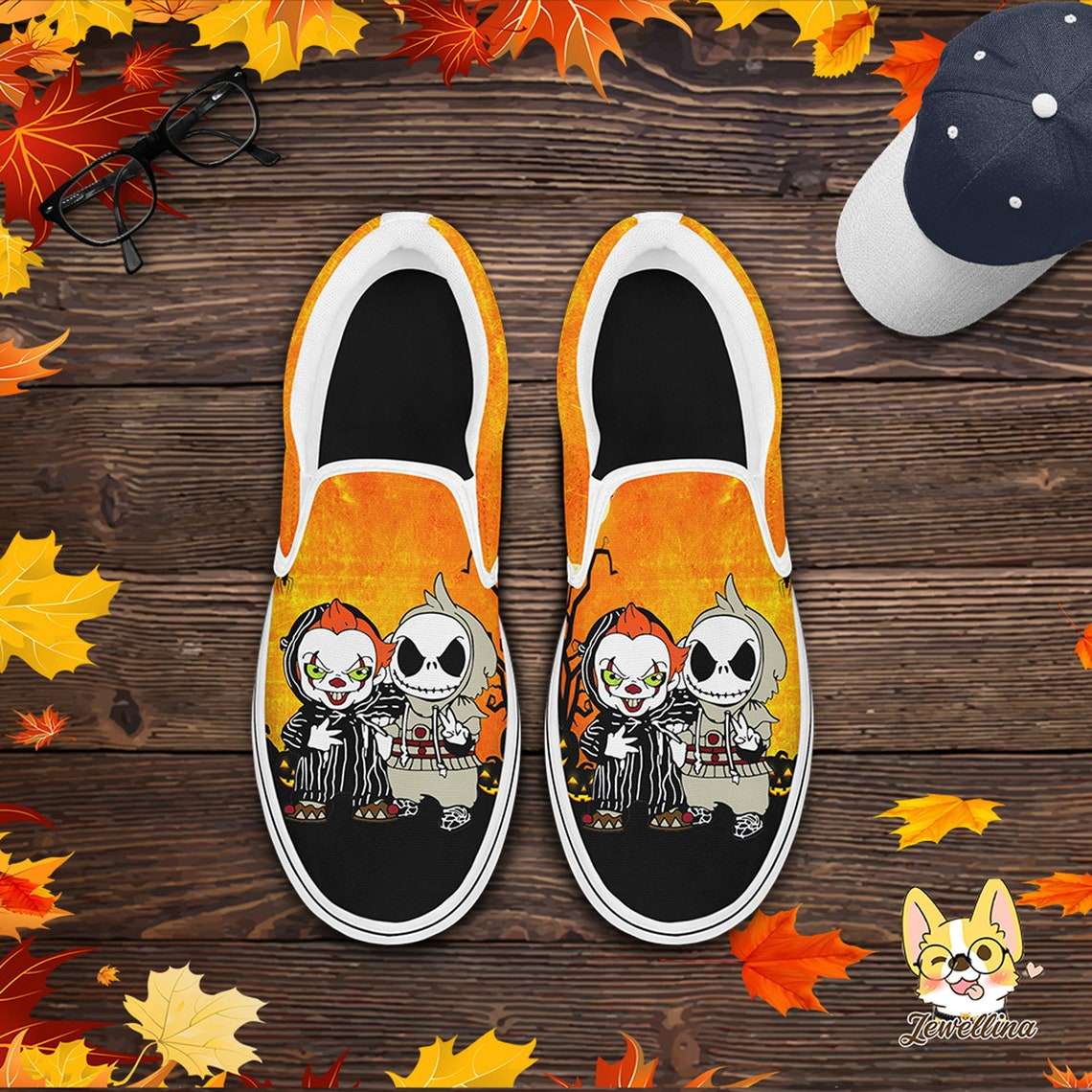 Jack Skellington And Pennywise Funny Halloween Slip On Shoes