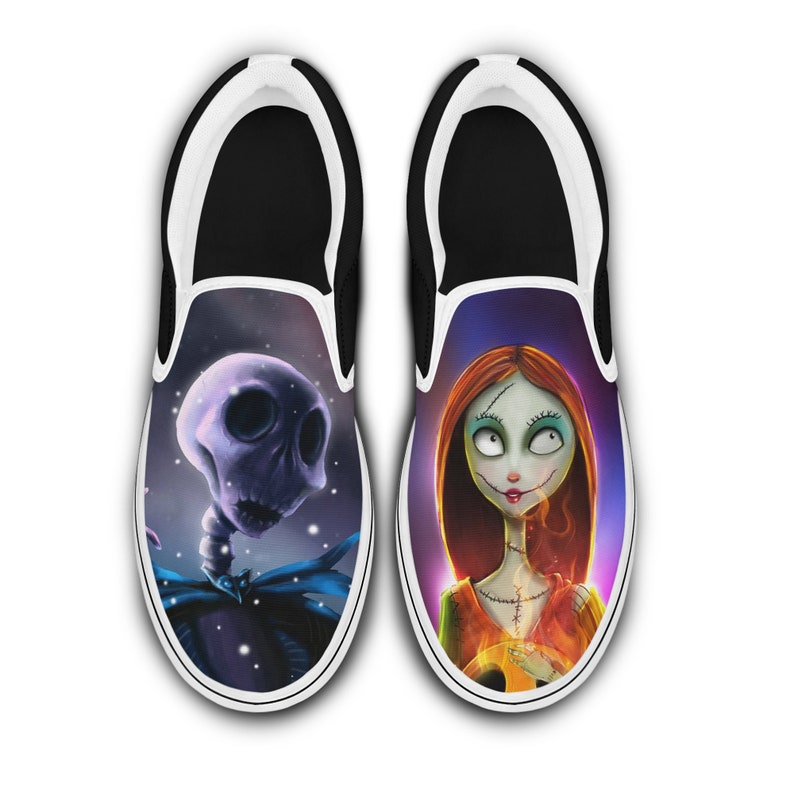 Jack Skellington and Sally Black Disney Halloween Slip On Shoes
