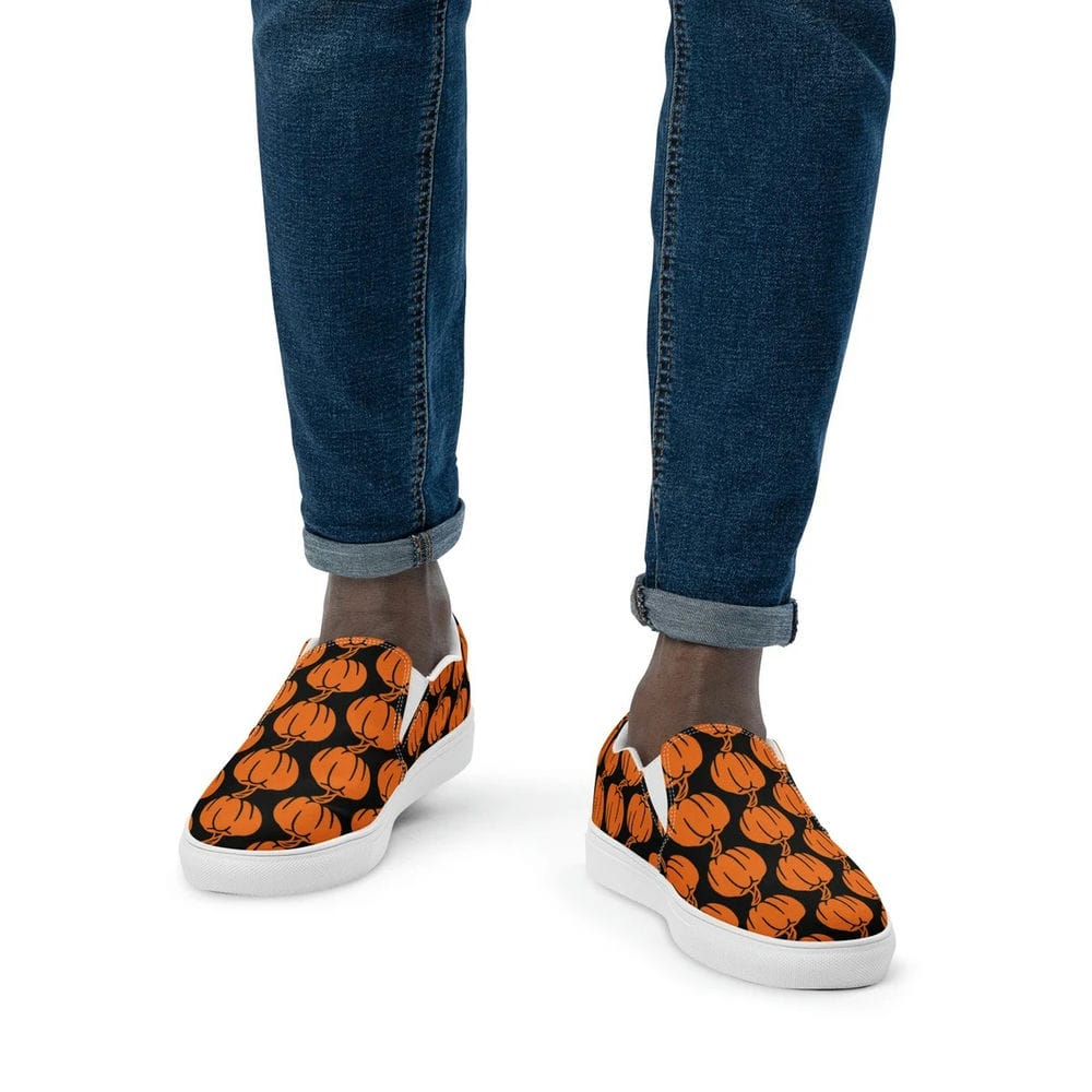 Pumpkin Themed Halloween Slip On Shoes 90sfootwear Custom Graphic